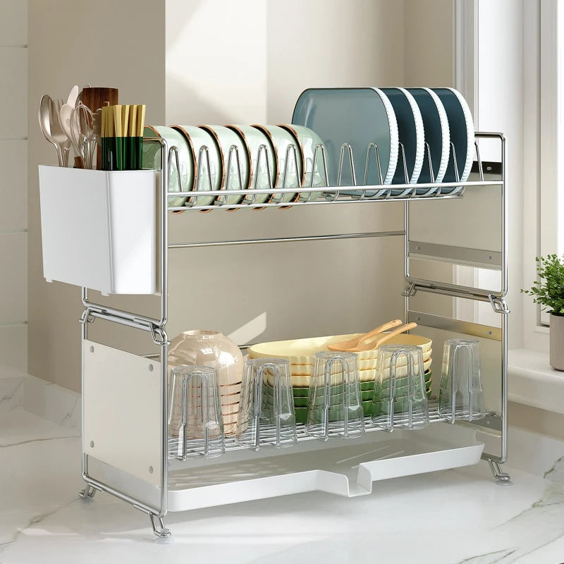 Stainless steel dish drain rack, stackable tableware rack by kitchen sink, narrow countertop, multi-functional cupboard Oasis Select