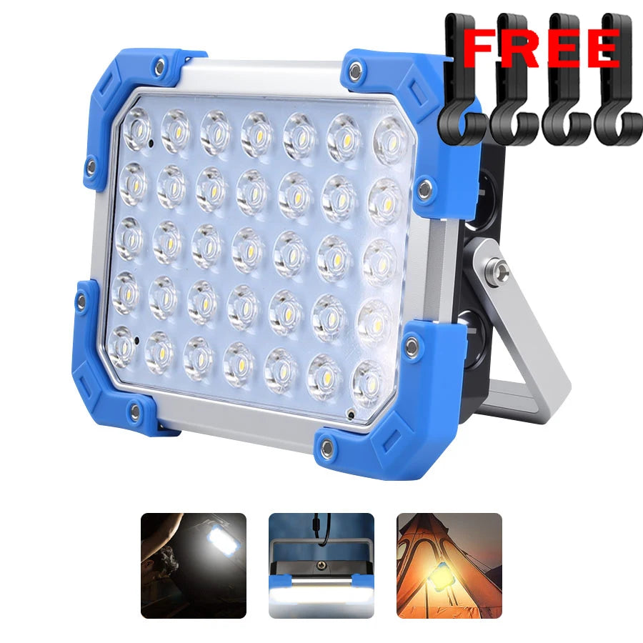 Ultra-bright LED Work Light Rechargeable Lantern Built in 3 18650 Batteries Portable Magnet Flashlight Waterproof for Camping Oasis Select No red or blue light