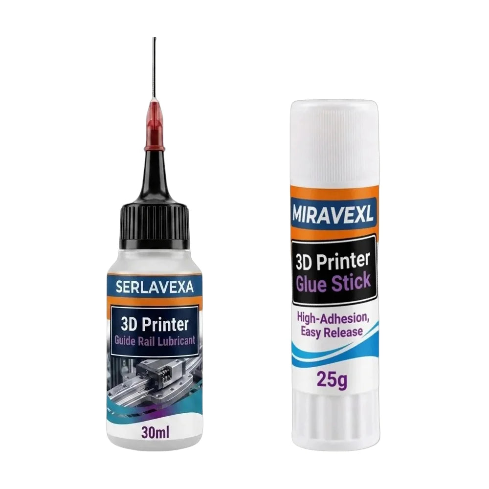 SERLAVEXA 3D Printer Lubricant 30ml and MIRAVEXL Glue Stick 25g Kit, for Smooth Guide Rails, Strong Adhesion, Easy Print Removal Oasis Select 1set