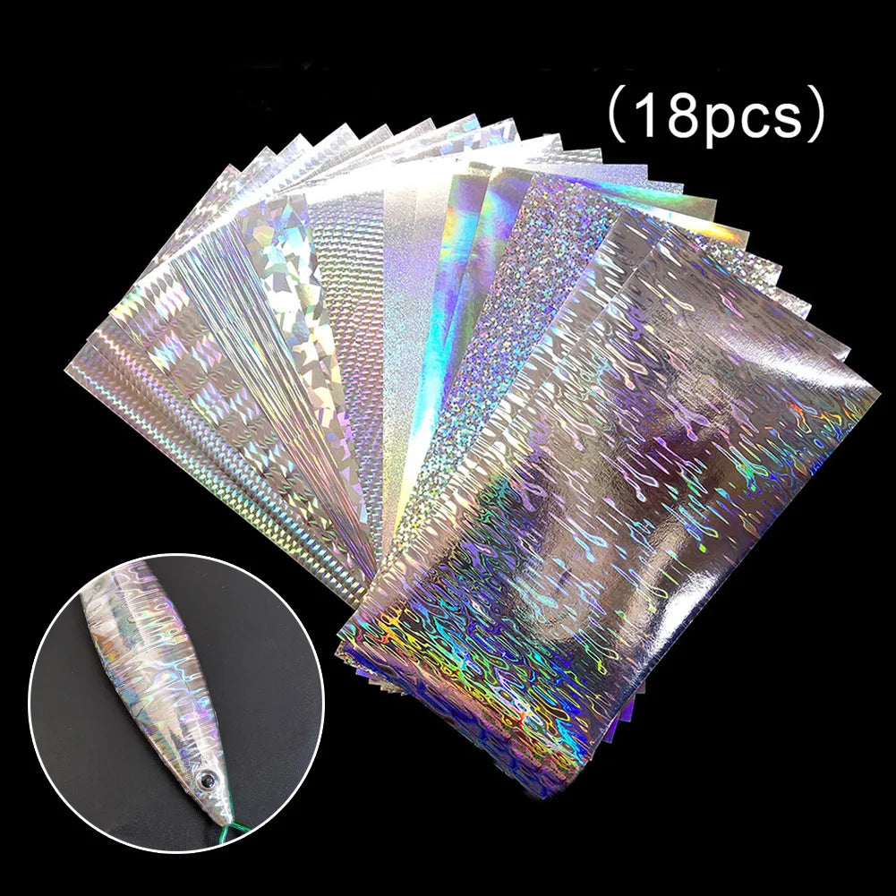 18PC Fish Scale Lure Tapes 20x10cm Flasher Dodger Baits Lure Making Fly Reflective Holographic Fishing Sticker For DIY Fish Skin Oasis Select