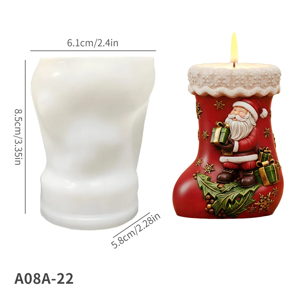 Holiday Stocking Silicone Mould Adorable Santa Claus Candle Mold Christmas Gift Mold Easy To Demold For Scented Ornament Making Oasis Select Socks