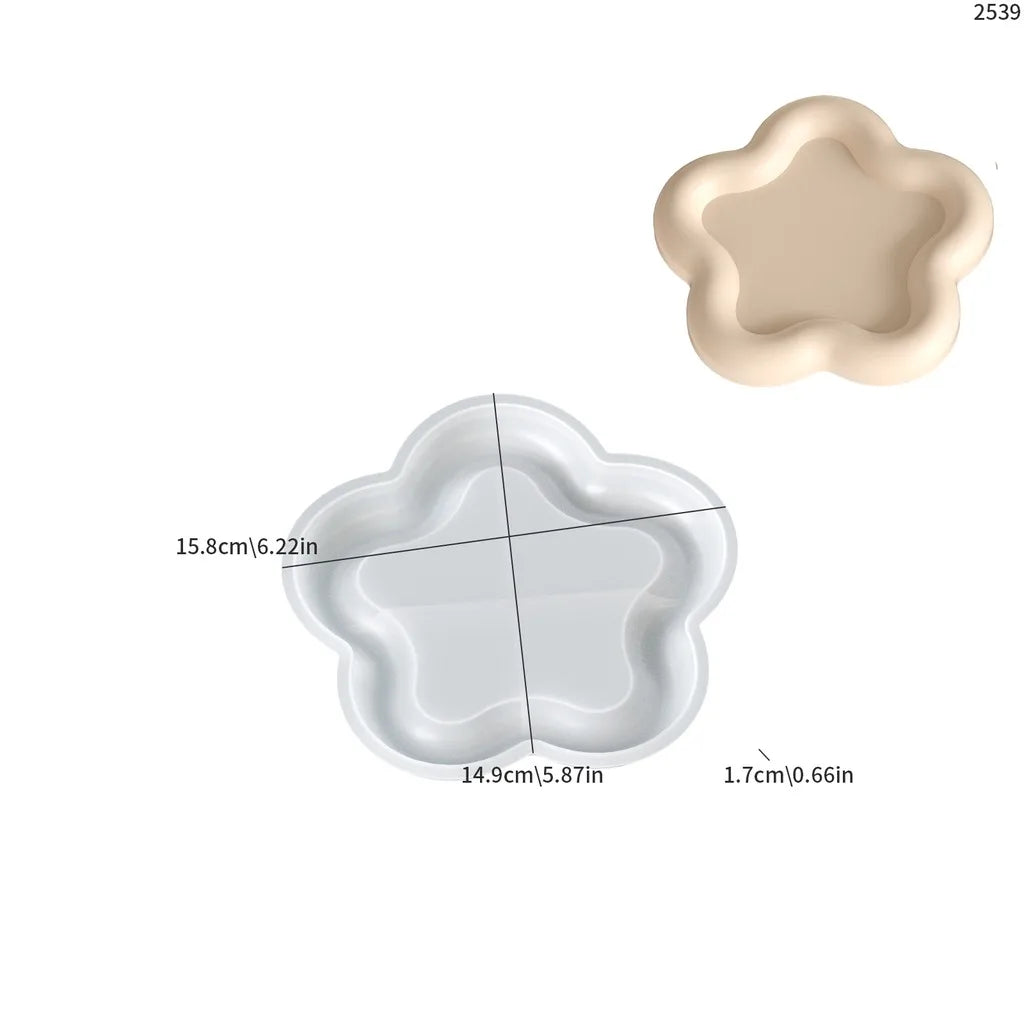 Cute Cloud Love Heart Concrete Tray Silicone Mold Round Gypsum Storage Tray Plaster Jewelry Display Plate Epoxy Resin Molds Oasis Select Flower