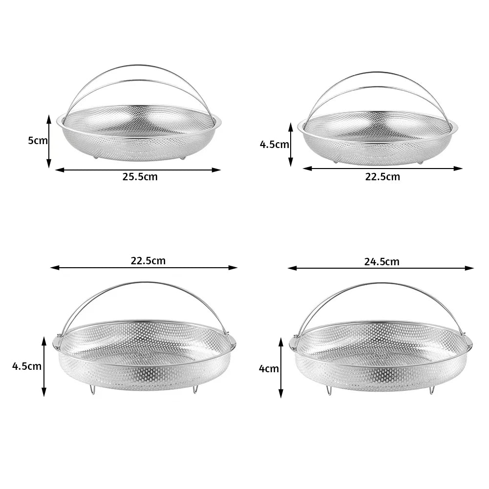 Stainless Steel Steaming Tray & Drain Basket with Handles