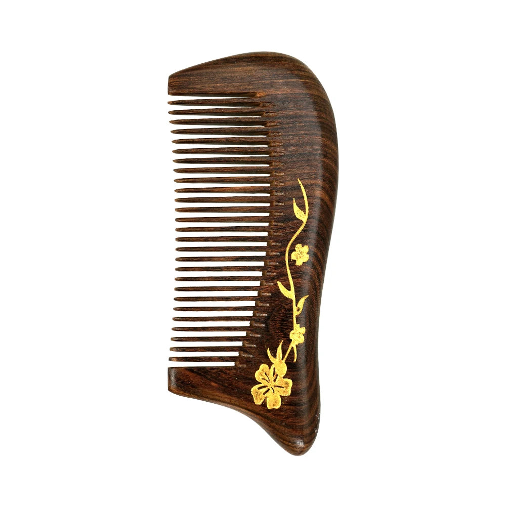 Natural Sandalwood Wide Tooth Comb – Anti-Static Moon Shape Wooden Hair Comb Oasis Select Wood2
