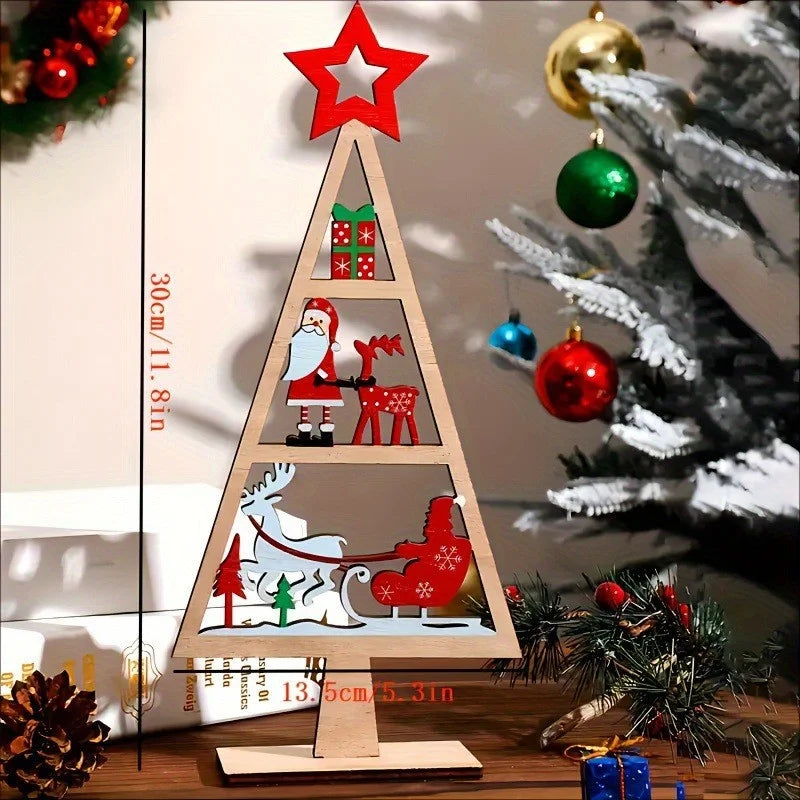 Wooden Christmas Tree Desktop Ornament | Holiday Decor Gift