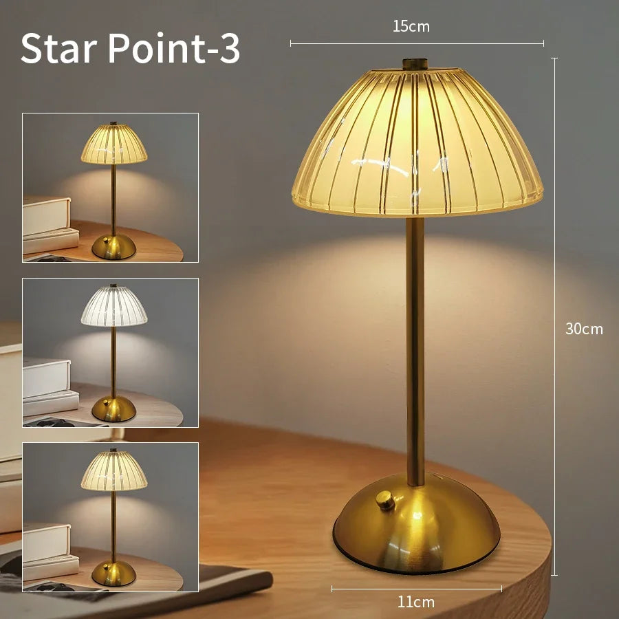 Rechargeable Crystal LED Table Lamp Touch Sensor Desk Light 3 Color Dimmable For Bedroom Bar Hotel Atmosphere Room Decor Lightin Oasis Select Type C