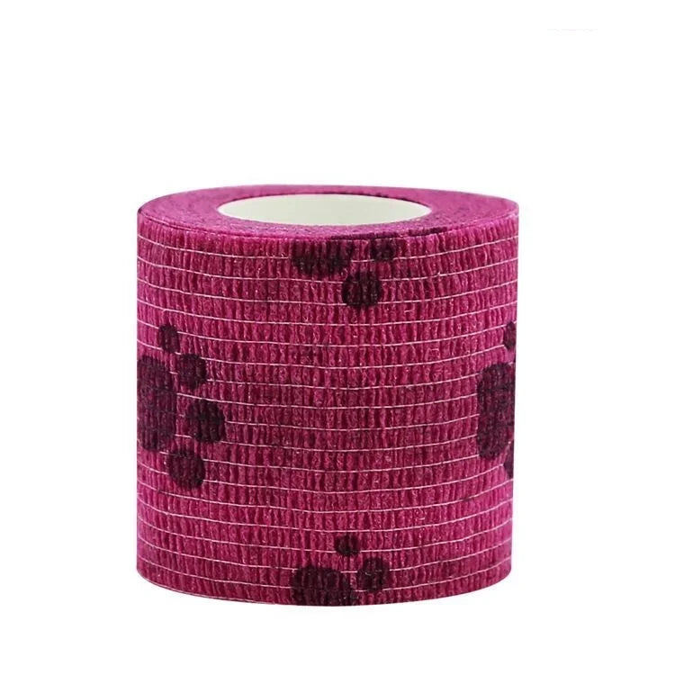 Self-adhesive Elastic Bandage For Pet Nonwoven Bandage Cover Protector Dog Outdoor Retractable Sports Tape Self Adherent Bandage Oasis Select Rose Footprint 10x45cm