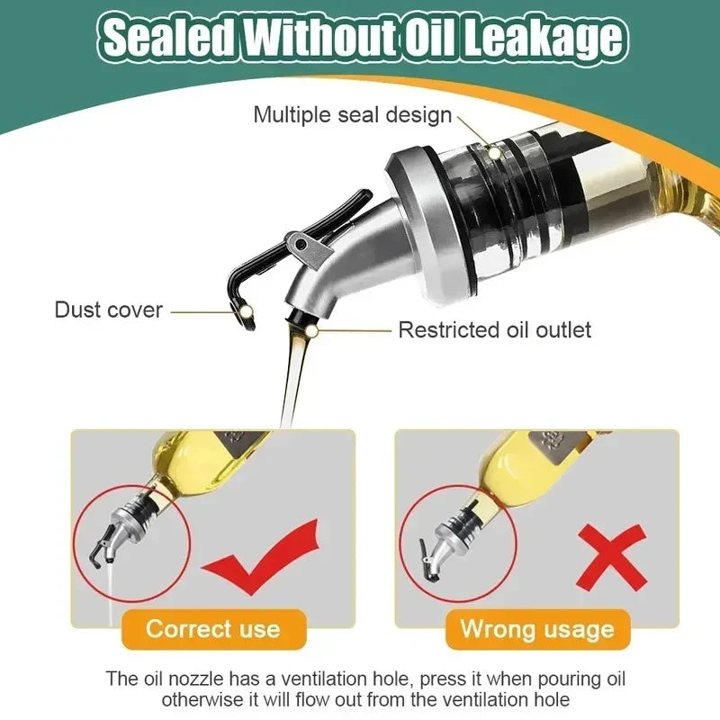1/2/3/4pcs Oil Vinegar Bottle Stopper Leak-Proof Oil And Vinegar Dispenser Pour Spouts Multifunctional Suitable For Most Bottles Oasis Select