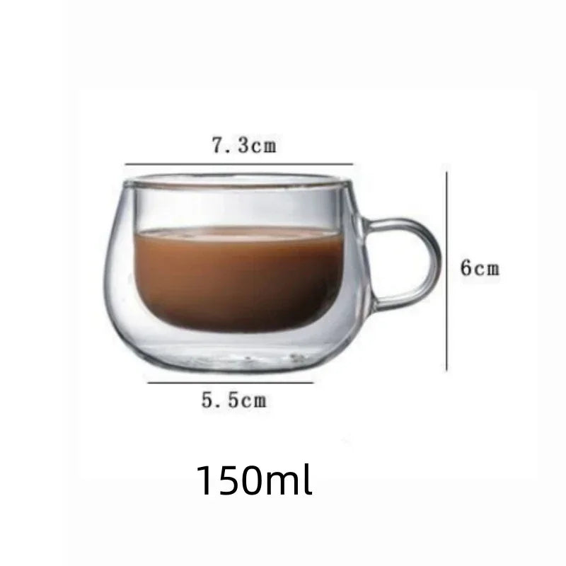 Double Wall Transparent Glass Coffee Cup Heat Resistant High Borosilicate for Bar Tea Milk Juice Water Espresso Shot Glass Oasis Select 150ml 301-400ml