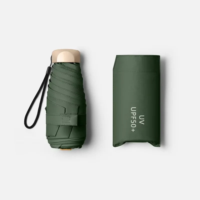55% Off Mini Sun Umbrella Small Pocket Rain Umbrella Vinyl Folding UV Ultraviolet Protection Sun Shade Pocket Parasol Capsule Oasis Select Blackish Green 6K Aluminum