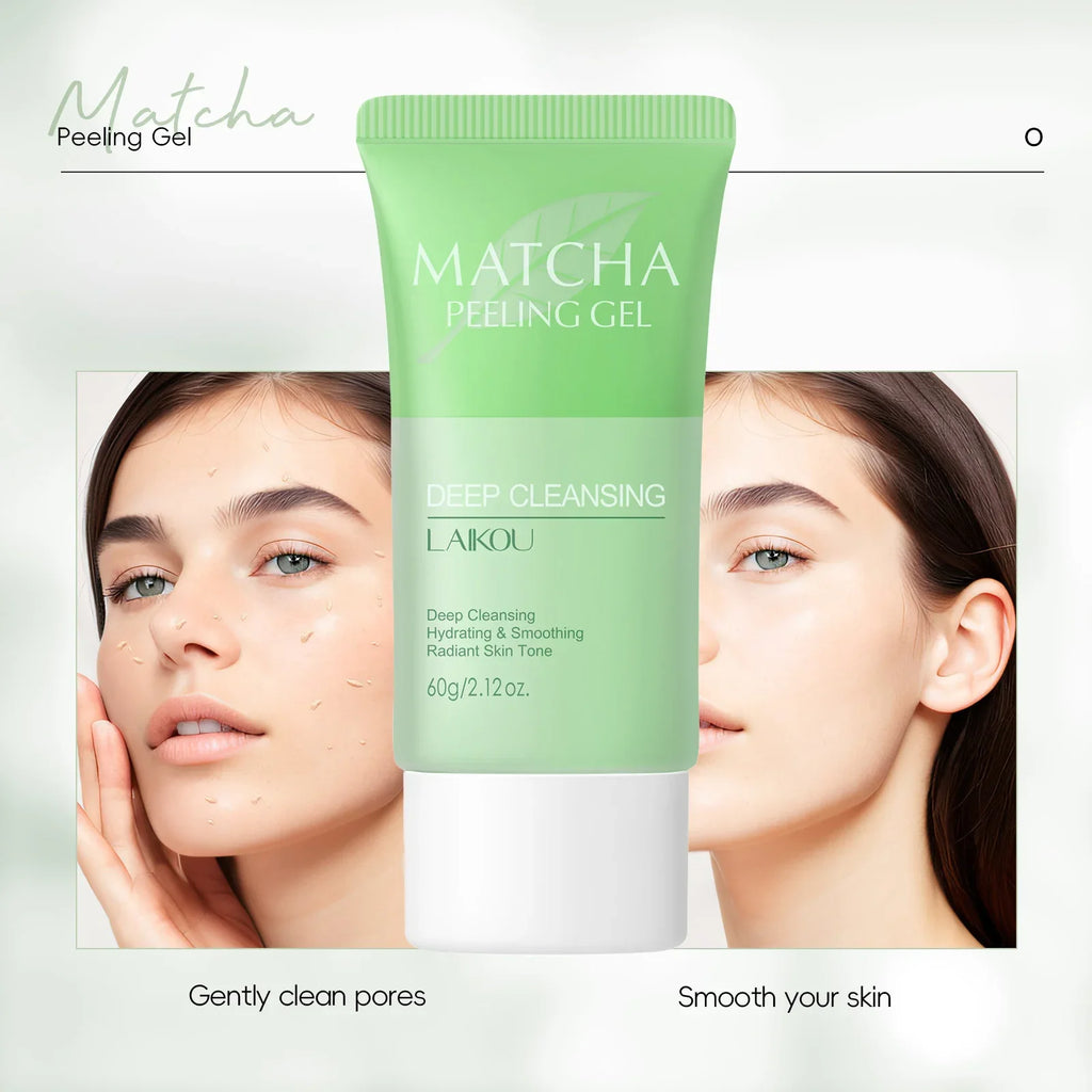 LAIKOU Matcha Peeling Gel 60g Deep Cleansing Exfoliating Gel Remove Dead Skin Hydrating Brighten Facial Scrub Exfoliator Oasis Select