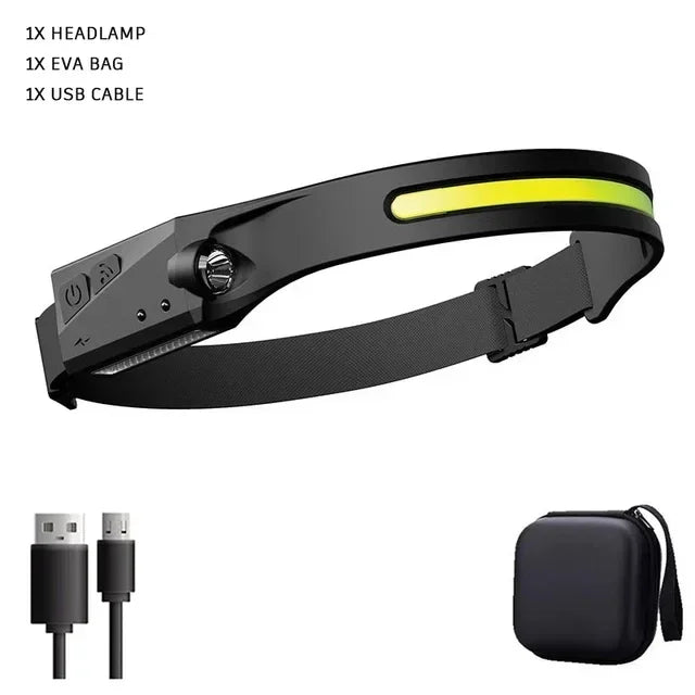 Powerful LED Induction Headlamp XPE+COB Head Flashlight USB Rechargeable Camping Fishing Search Light Waterproof Headlight Oasis Select 1PCS With Box