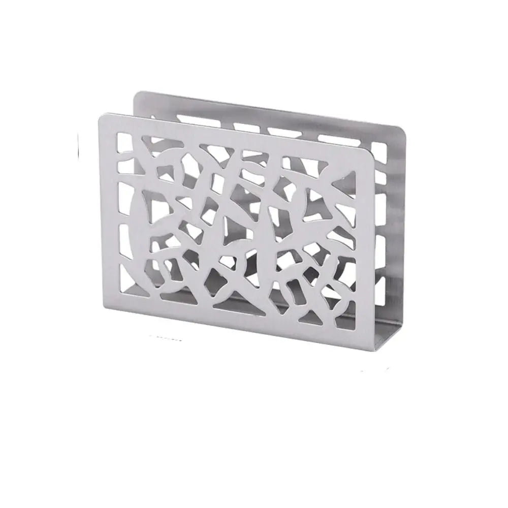 Delicate Stainless Steel Napkin Holder Silver/Gold/Black 12*8.5*3.2 CM Creative Paper Holder Hollow Napkin Holder Home Oasis Select silver-style 2