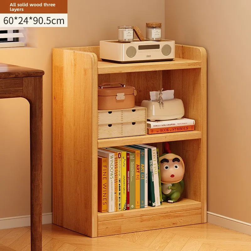 Solid wood bookshelf simple multi-layer floor storage shelf living room corner narrow slit simple display cabinet pine bookcase Oasis Select 3th floor 60 24 90.5