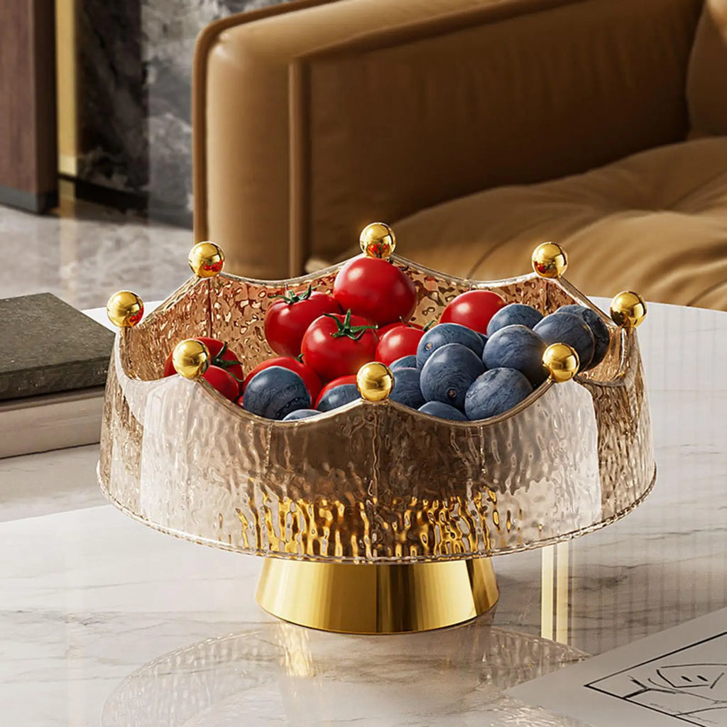 Fruit Bowl Luxury Serving Tray Fruit Bowl with Forks Golden Table Decoration Multifunctional Candy Dish home Table Decor Oasis Select
