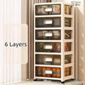 COIZYZZL 3-6 Tier Storage Cabinet,Large Capacity & Space-Saving Organizer, Transparent Cream Color for Living Room/Bedroom/Study Oasis Select 6 Layers