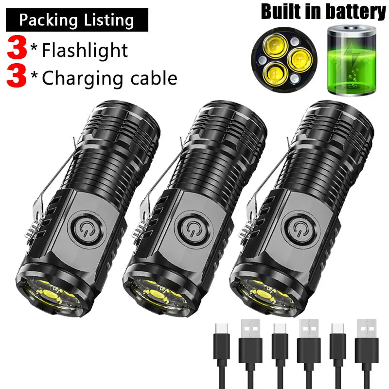 ZHIYU Mini USB Rechargeable LED Flashlight with Pen Clip