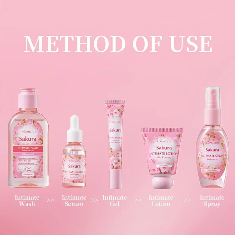 Sakura Women's Intimate Care 5-Piece Set – Cleanse & Refresh Intimate Care Set Oasis Select