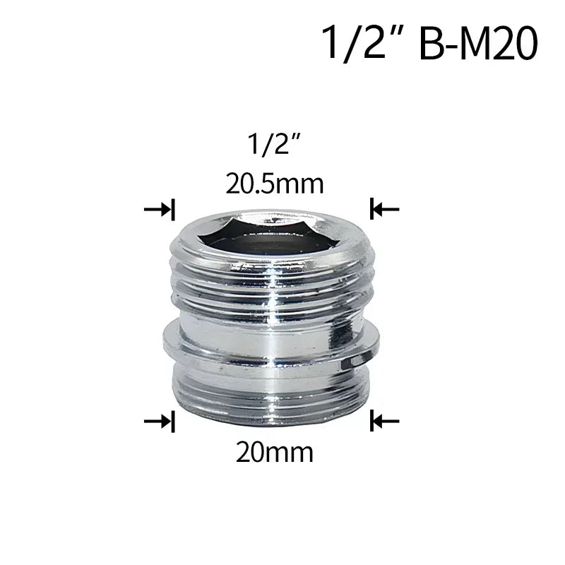 Water Faucet Coupler 1/2 To M16 M18 M20 M22 M24 M28 M32 Thread Connector Conversion Tap Adapter Fitting Bubbler Kitchen Bathroom Oasis Select B-M20