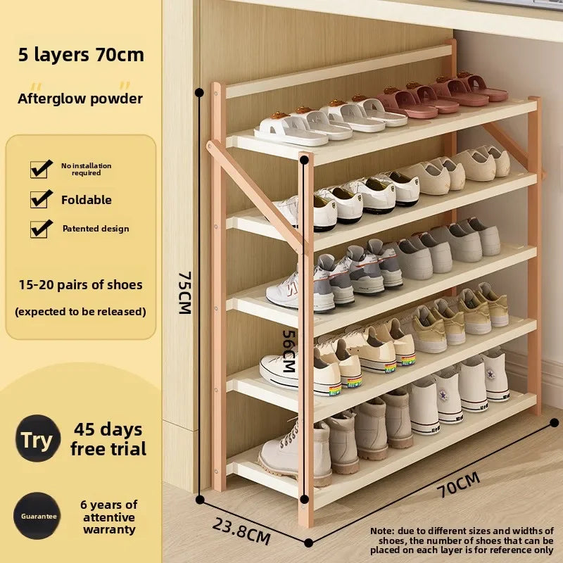 Simple shoe rack household door dormitory folding shoe rack free of installation shoe cabinet sturdy and durable Oasis Select