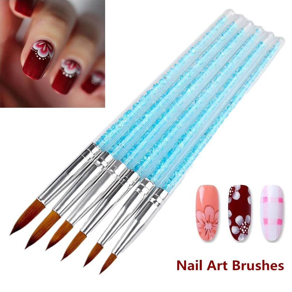 6-Piece Nail Art Brush Set – UV Gel, Acrylic & Glitter Pens Nail Art Brush Set Oasis Select