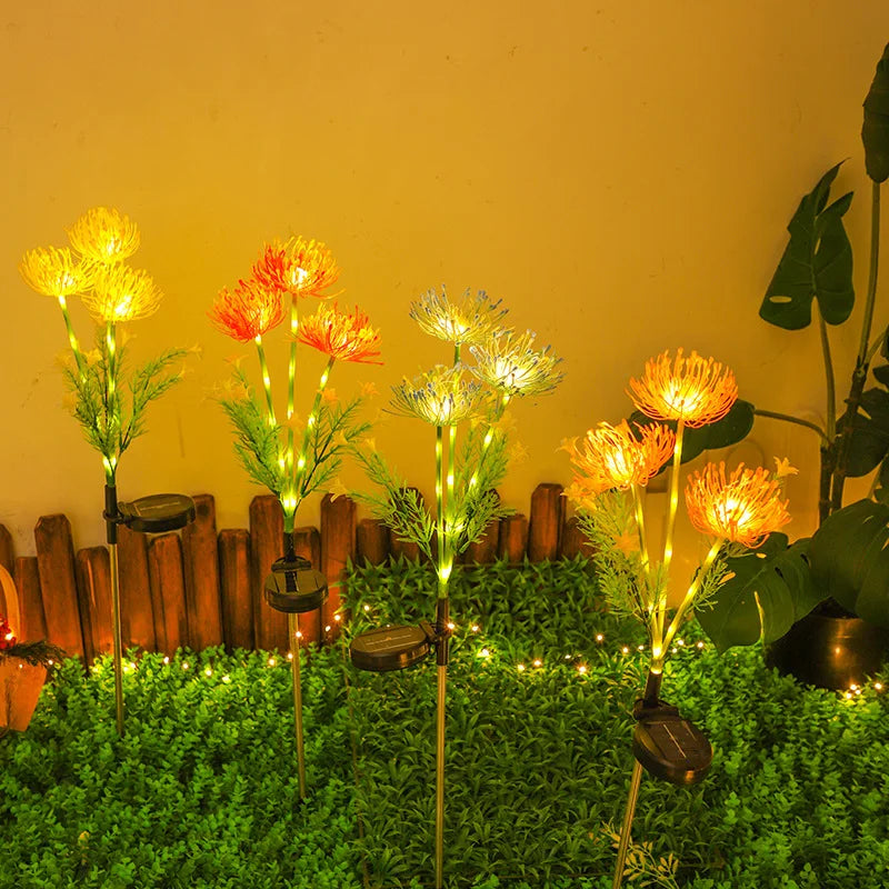 Led Solar-powered Red Spider Lily Simulation Flower Ground Insert Light Outdoor Courtyard Decoration Lawn Light Illumination Oasis Select