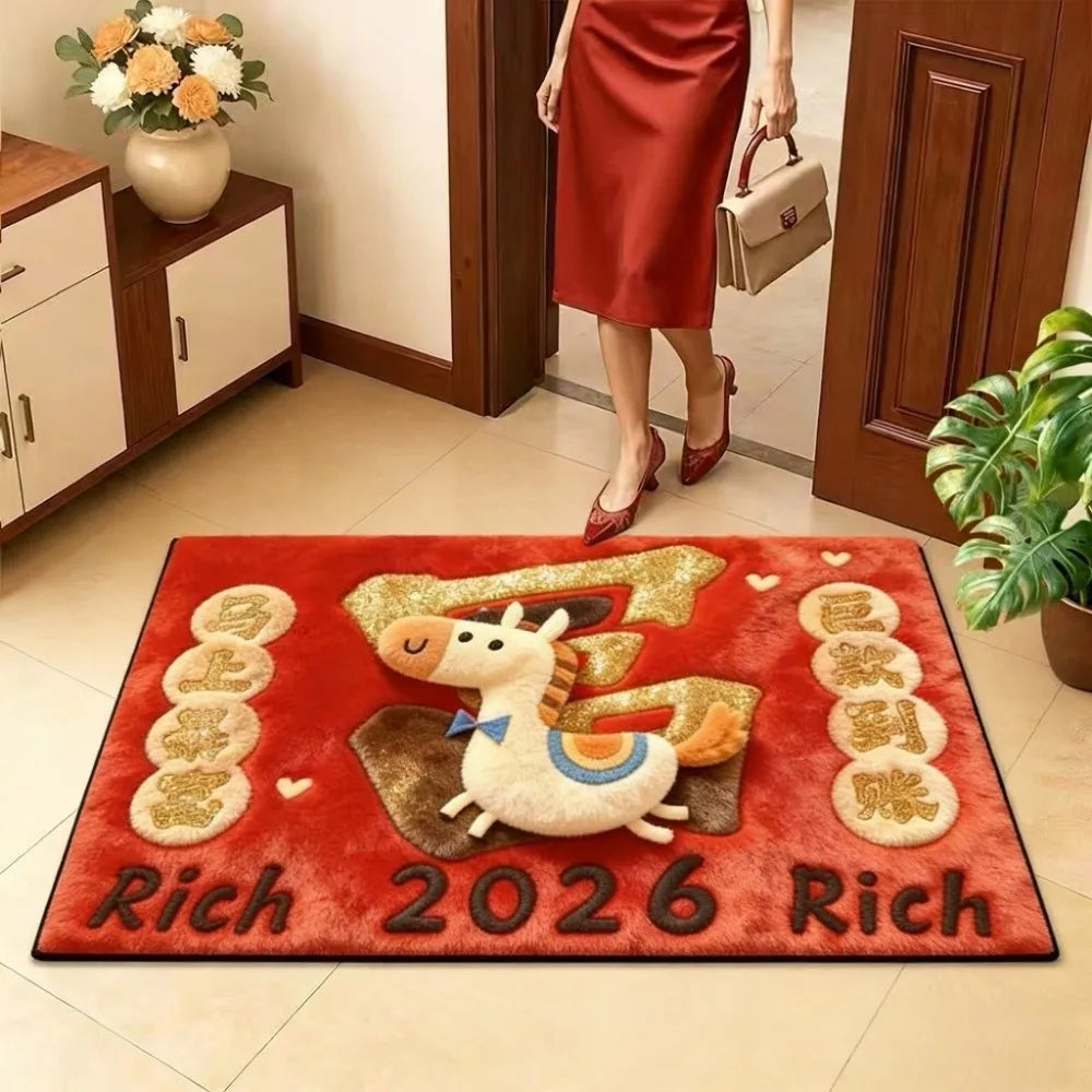 2026 New Year Horse Door Mat – Anti-Slip Quick Dry Rug