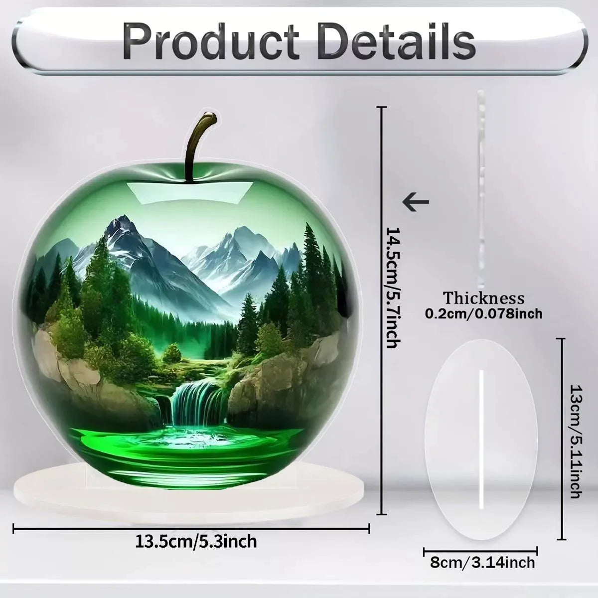 2D Acrylic for Apple Landscape Pattern Decorative Ornament for Home Living Room Entrance Tabletop Decoration Oasis Select Style3