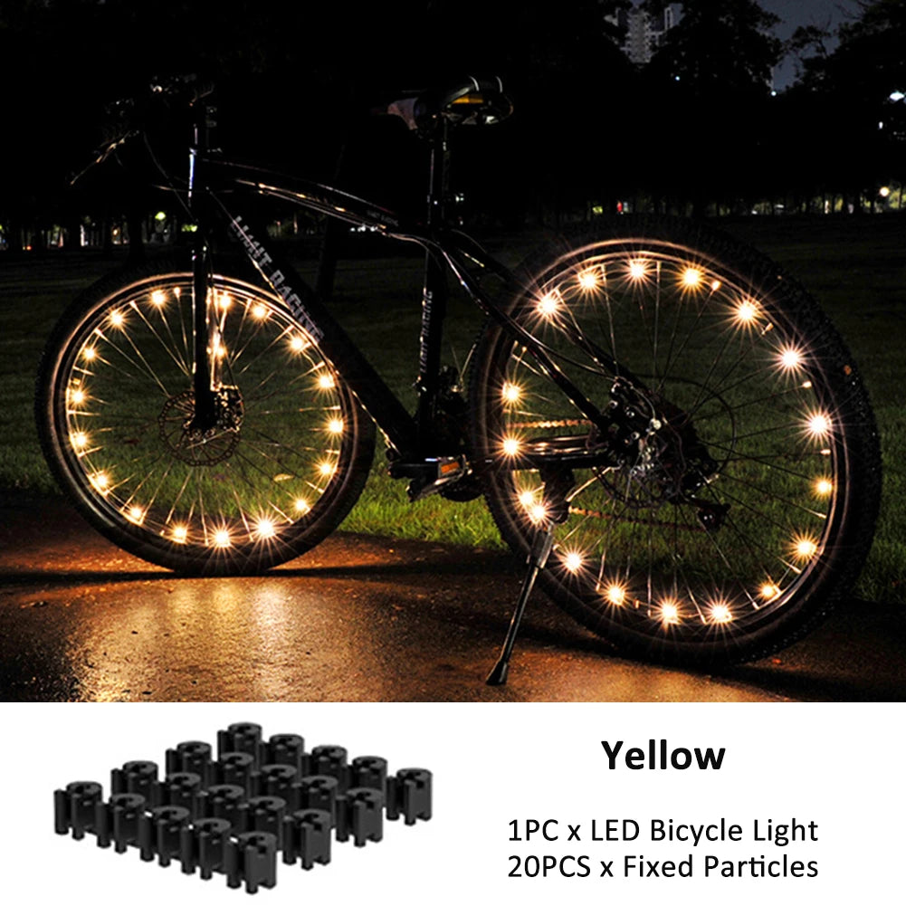 Bicycle Wheel LED Lights Mountain Bike Frame Decoration Lights Bicycle Spoke Lamp Night Riding Wheel Lamps Valve Lamp Oasis Select YELLOW