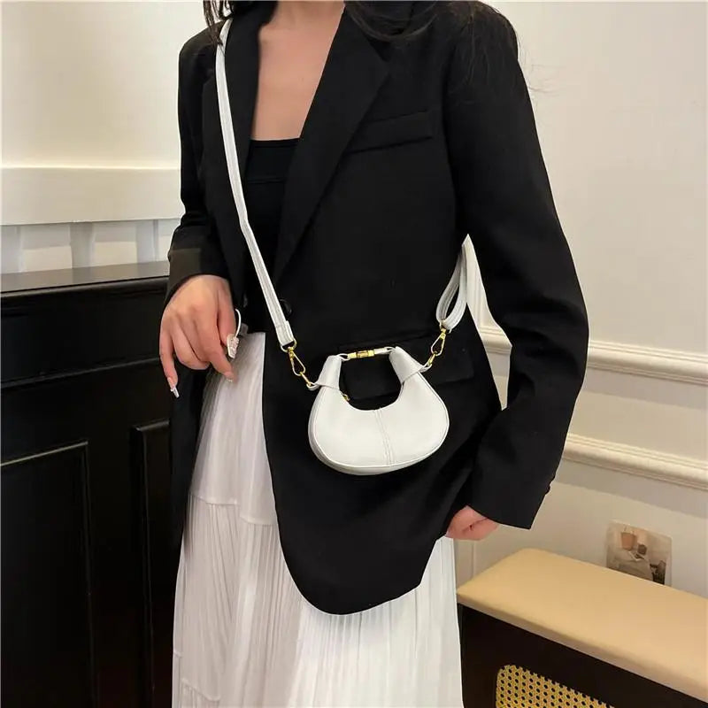 Women's Mini PU Leather Crossbody Bucket Bag | Gold Hardware
