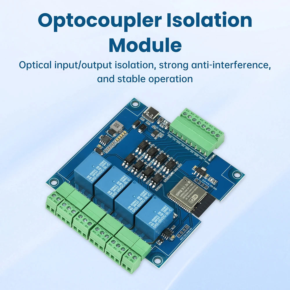ESP32 RS485 Modbus Wifi Bluetooth Relay Optocoupler Isolation Module Tyep C 4/8 Channel Relay Module DC 9-24V Oasis Select