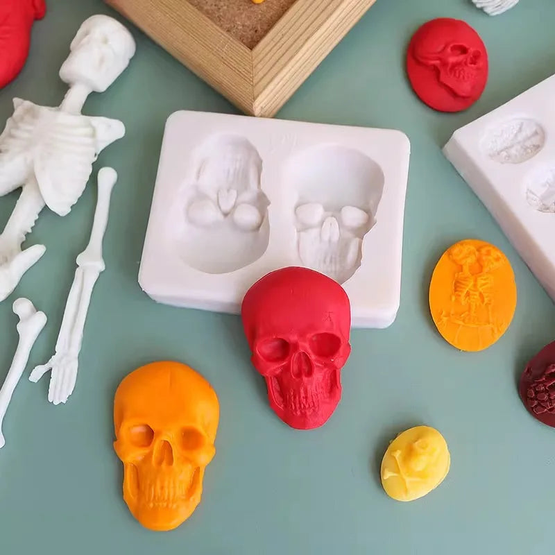 Embossed 3D Skull Fondant Mould Silicone Halloween Cookie Mould Kitchen Cake Decor Baking Tools Oasis Select