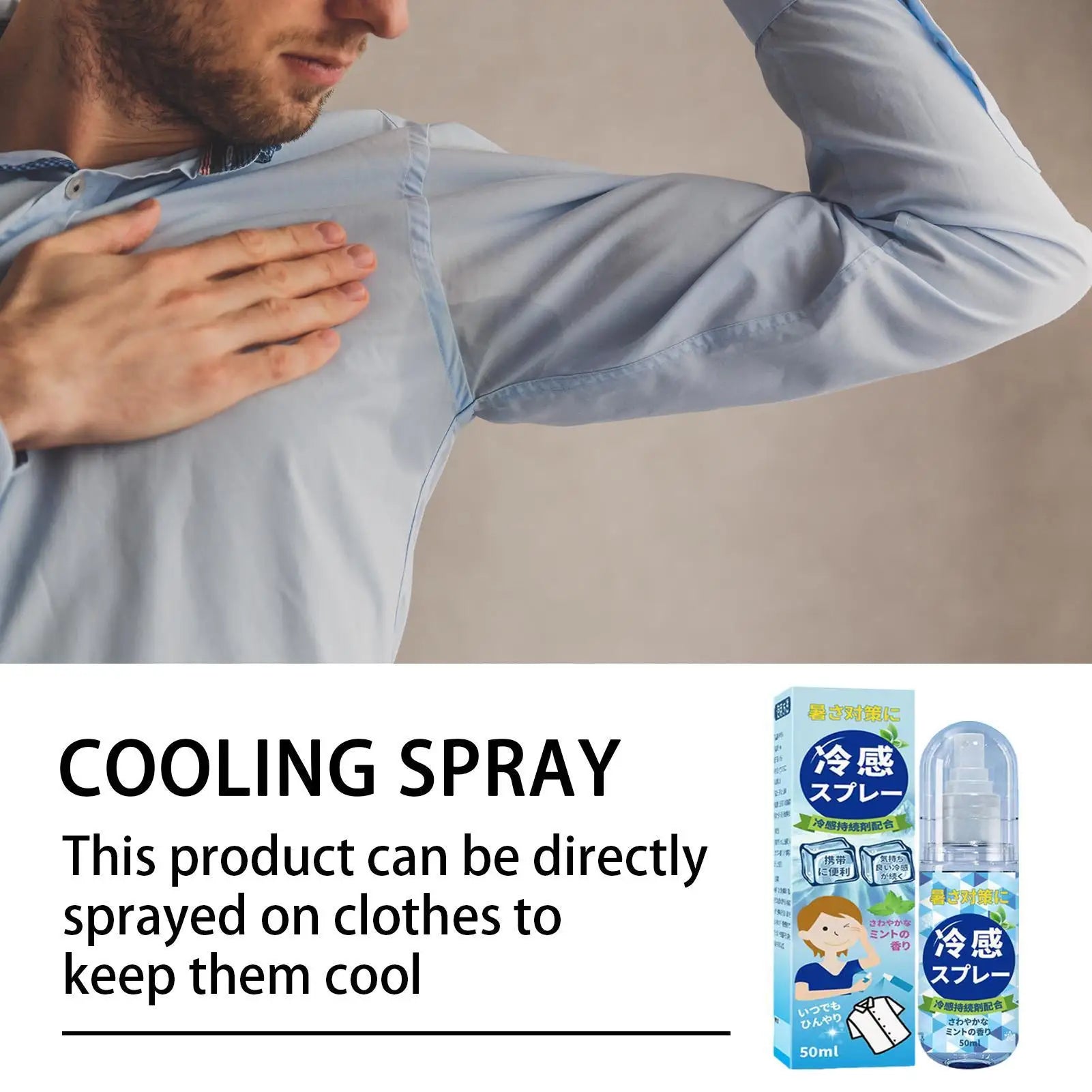 50ml Summer Cooling Spray Portable Ice Feeling Clothing Training Relief Long-lasting Hydrating Cool Spray For Face& Body Bottle Oasis Select
