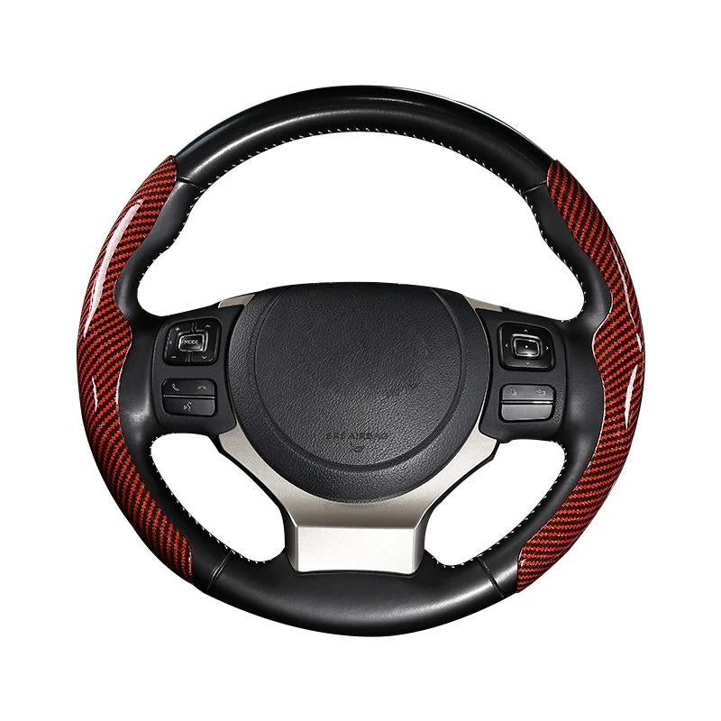 36cm Carbon Fiber Car Steering Wheel Cover Non-slip Sports Ultra-thin Card Cover Summer Auto Handle Protective Cover Type D Oasis Select