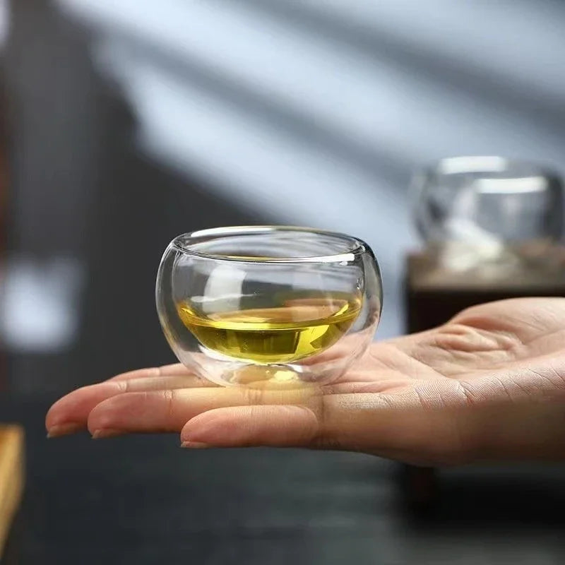 4/6pcs 50ml Shot Glass Teacups Double Wall Glasses Tea Cups Exquisite Kung Fu Drinkware Home Decor Espresso Tea Set Teacup Oasis Select