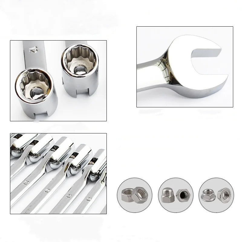 Double End Swivel-Socket Wrench Tool Activity Sockets Set Tools,Metric Swivel Head Flexible Socket Wrench Spanner CRV Steel Tool Oasis Select