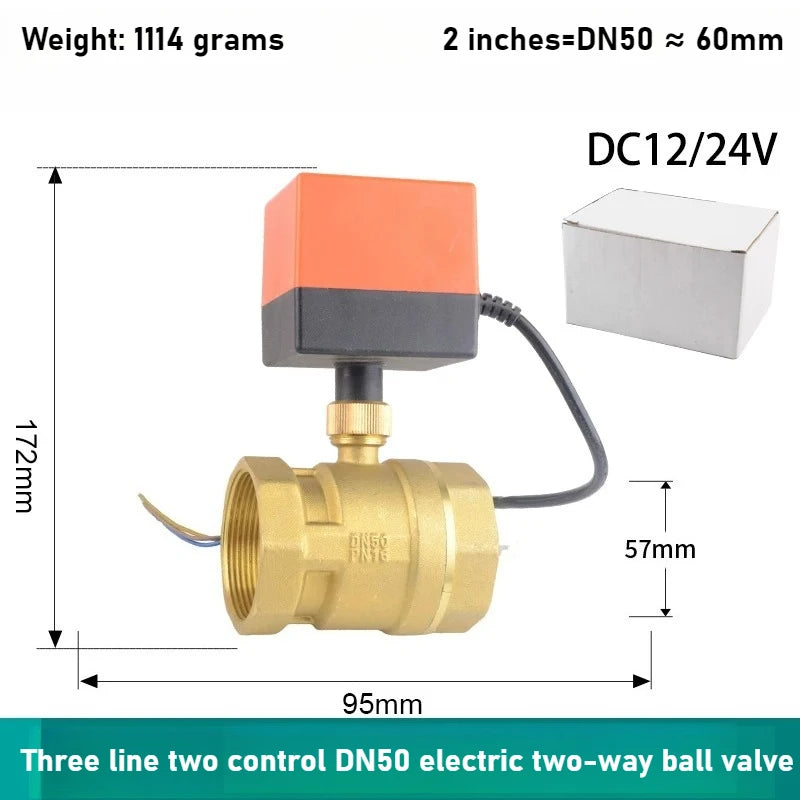 Electric Two-way Ball Valve DN15 20 25 32 40 50 Three Wire Two-point Control 220V 12V 24V Copper Electric Ball Valve Oasis Select DN50 DC12 24V 3 lines 2 controls two-way