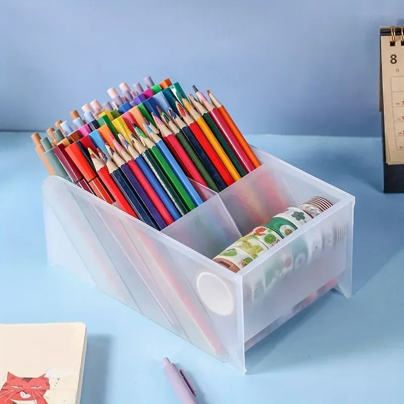 Multi functional desktop pen holder, transparent large capacity pen holder, stationery organizer, office desk pen storage rack Oasis Select
