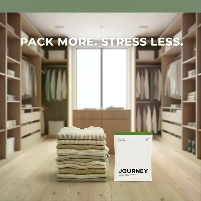 2Pcs Travel Special Hand-Rolled Vacuum Storage Bags No Pump Needed Reusable Space Saver for Luggage Clothes Packing Oasis Select