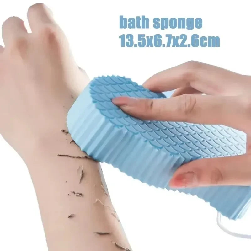 Body Shower Foot Scrubber Brush Wash The Body Cleanser Silicone Sponge Bath Massage Mat Back Brush Wall Mounted with Suction Cup Oasis Select blue sponge