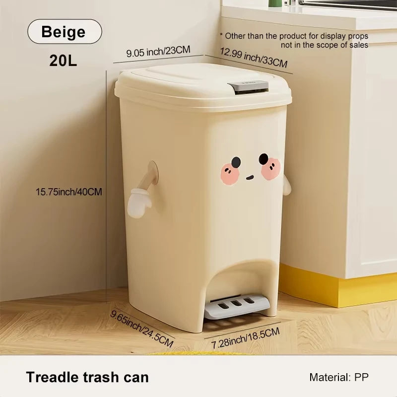 UFORU Adorable Creative Bin, Large-Capacity Household Waste Bin, Dual-Action Pedal Bin for Kitchen and Living Room Oasis Select 20L
