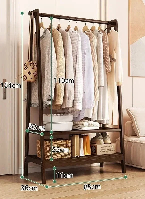 Clothes rack, floor to ceiling, bedroom, household, hanging clothes rack, simple and multifunctional storage rack, clothes rack Oasis Select double-layer 85cm B