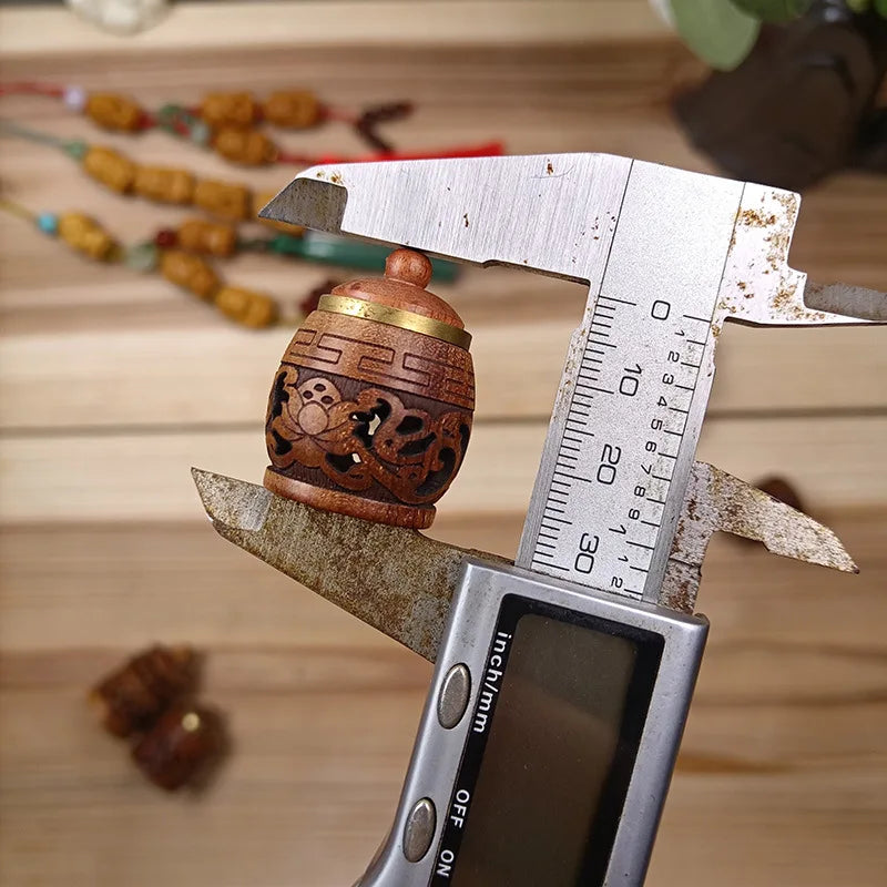 Wood Hollow Carved Aromatherapy Bottle Mini Vase Pagoda Car Hanging Decoration Fragrance Diffuser Bottle Sealed Jar Pendant Oasis Select C