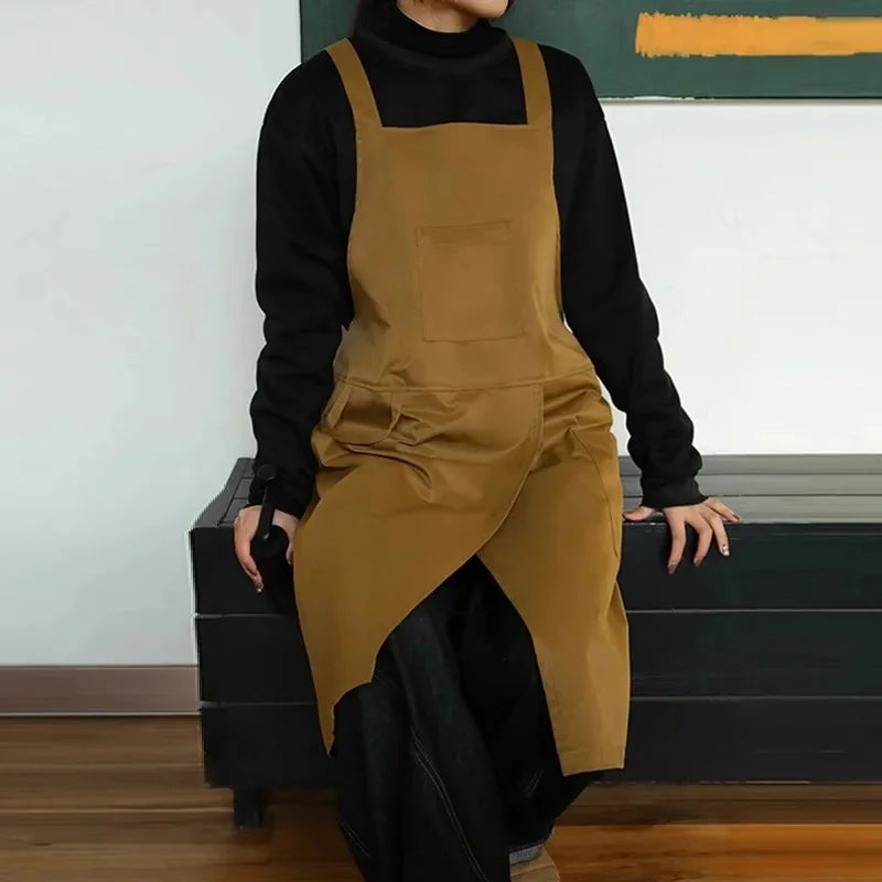 Oil-proof Waiter Work Apron with Pocket for Cafe Salon Nails Shop Anti-dirty Cross-back Women's Kitchen Apron for Cooking Baking Oasis Select