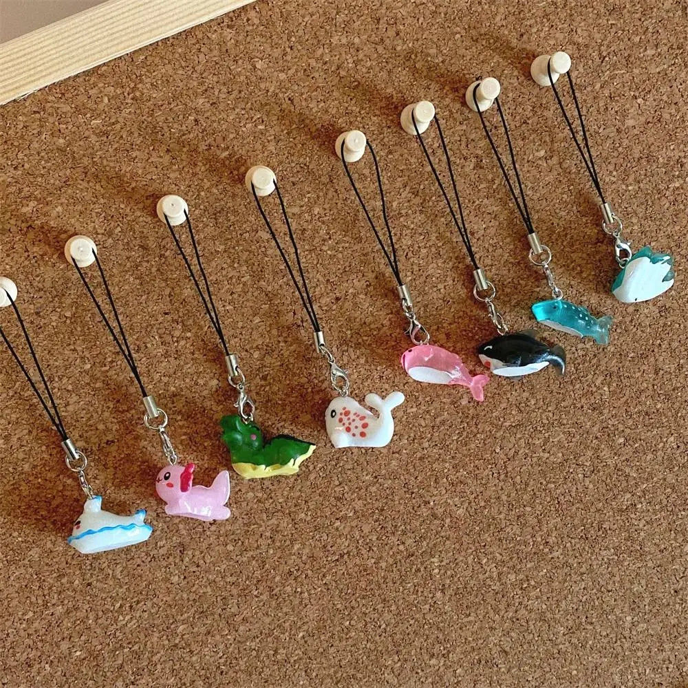 Jelly Sea Creature Phone Charms Blue Shark Sea Hare Black Whale Pink Axolotl Fish Phone Chain Cute Accessories Lanyard Keychain Oasis Select