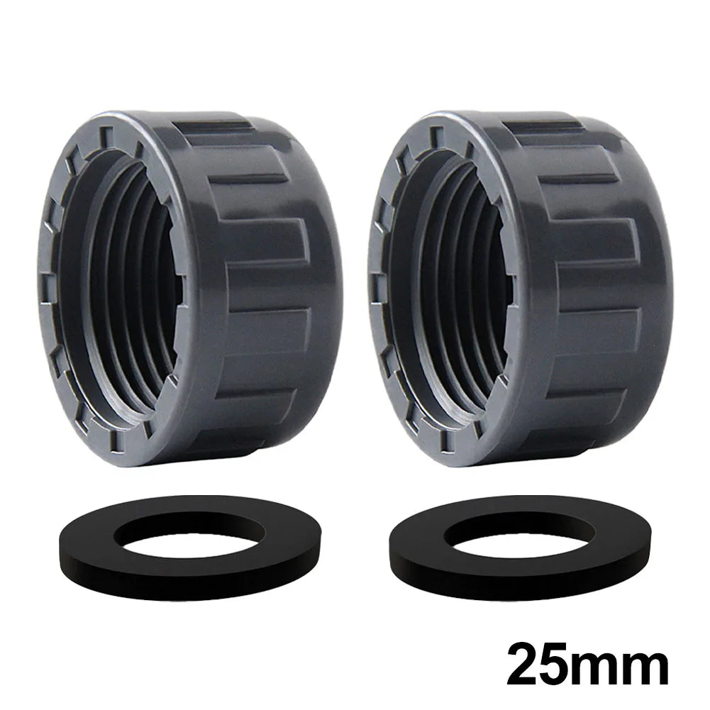 2pcs PVC Female Thread End Cap Connector 20mm/25mm/32mm Hose Connector With Rubber Seals Water Pipe Connector Fittings Oasis Select 25mm