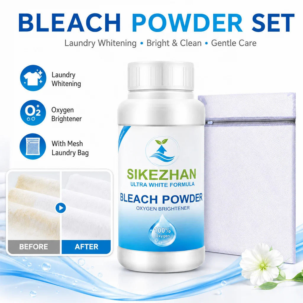 Clothing Bleaching Powder + 2-Piece Mesh Laundry Bag Set: Stain Remover & Whitener, Washing Machine Care Bags and Cleaning Tools Oasis Select