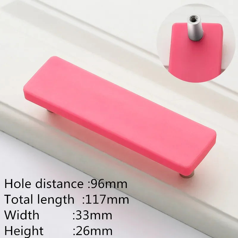 Children Room Rubber Cabinet Knobs and Handles Wardrobe Door Drawer Pulls Cute Star White Cloud Furniture Handle Oasis Select 96mm Pink