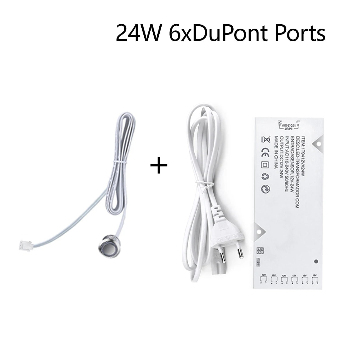 COB 2835 5050 LED Strip Controller Touch Switch Dimmer with 12V Power Charger 4-10 Dupont Ports Lighting Transformers Driver Oasis Select 24W 6xDupont Port 12 V US Plug