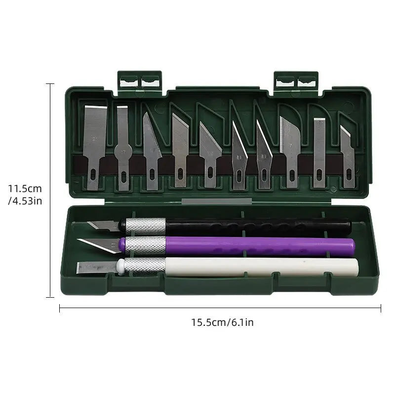 Manual Precision Carving Knife Set Non-slip Pen Style Cutter Practical Gadget for DIY Art Seal and Paper Cutting Oasis Select 1Set-Army Green